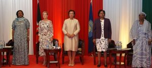 Commonwealth Secretary-General Patricia Scotland, Kenya's Ministers Amina Mohamed (Culture and Margaret Kobia (Public Service), Countess of Wessex HRH Sophie, and United Nations Population Fund Executive Director Natalia Kanem during the opening of the 12th Women’s Affairs Ministers Meeting (WAMM) in Nairobi on September 24, 2019.