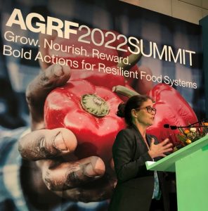African Development Bank Vice President Dr. Beth Dunford speaks at a pre-AGRF Summit event centered on the Bank's new African Emergency Food Production Facility
